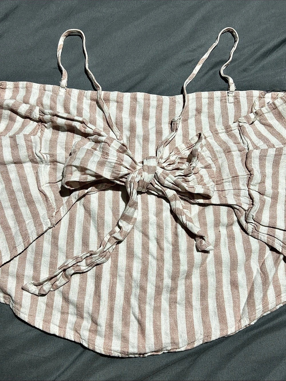 a new day Striped Tie-Front Camisole in light brown & White Size XXL